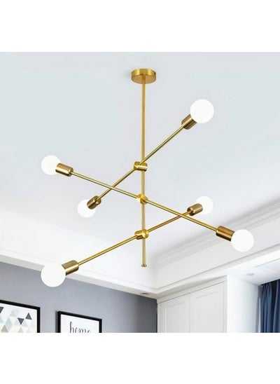 اشتري Modern Sputnik Chandelier 6-Light Gold Ceiling Lighting Mid-Century Pendant Light Fixture for Kitchen Island Dining Room Living Room Bedroom في الامارات