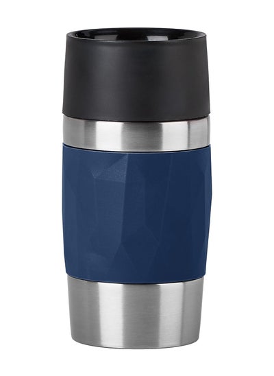 اشتري Emsa N2160800 Travel Mug Compact Thermal Insulated Mug Stainless Steel 0.3 Litres 3 Hours Hot 6 Hours Cold BPA Free 100% Leak-Proof Dishwasher Safe 360° Drinking Opening Dark Blue في الامارات