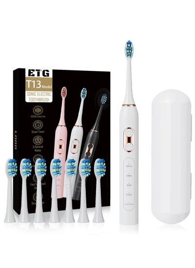 Buy Ultrasonic Electric Toothbrush - Rechargeable Sonic Electric Toothbrush for Adults and Children, Electric Toothbrush, 8 Brushes with 1 Storage Box, Smart Timer, Fast Charging in Saudi Arabia