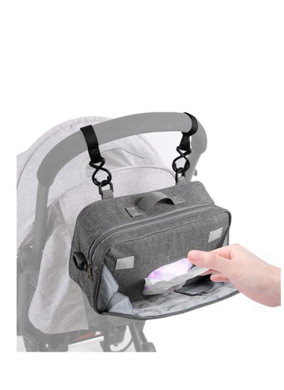 Buy Small Diaper Bag Stroller Bag Diaper Organizer Caddy for Diapers with Insulated Pocket, Stroller Straps and Adjustable Shoulder Strap,Universal Fit Most Strollers, Gray in UAE