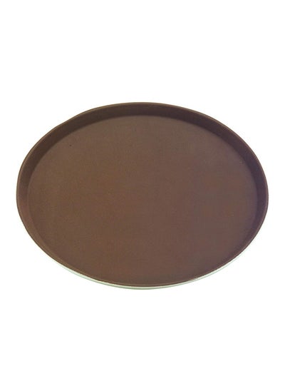 Buy Sunnex Round Non-Slip Tray with Rubber Surface and Polypropylene Bottom MPE1600BR, Brown, 40.5cm in UAE