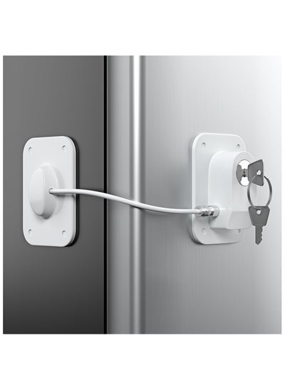 Buy Refrigerator Lock , Fridge Lock with Silicone Wire Protection Fridge Locks for Kids Easy to Use and Install Fridge Locks with Key Surface-Friendly Freezer Lock, White in Saudi Arabia