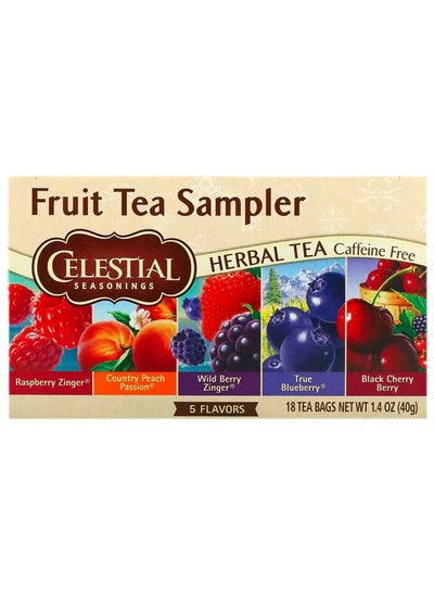 Buy Fruit Tea Sampler Caffeine Free 5 Flavors 18 Tea Bags 1.4 oz 40 g in UAE