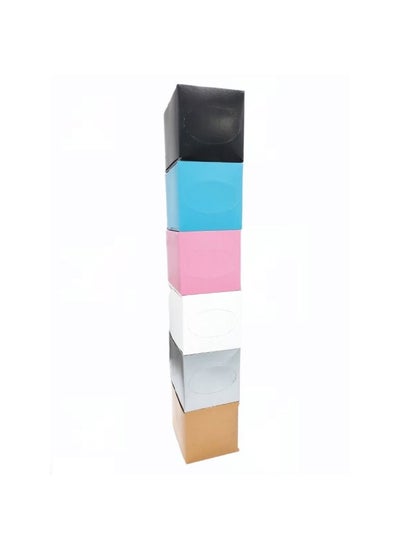 Buy Boutique Tissue Box Cube Mix Colors Design Soft Touch Pack Of 6 in UAE