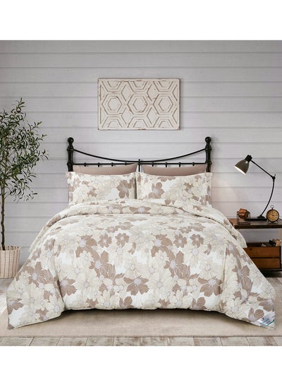 Buy Printed Comforter Set 4-Pcs Twin Size Lightweight All Season Double Bed Bedding Set With Down Alternative Filling,Tan in Saudi Arabia