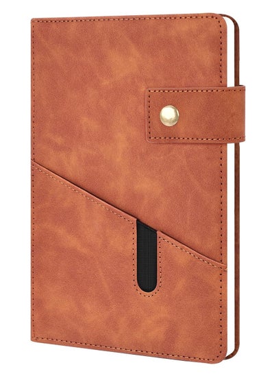 Buy A5 Leather Journal, Personalized Hardcover with 100/200 Pages of 100gsm Thick Ruled Paper for Daily Writing, School, Travel, Business, and Home (BROWN) in UAE