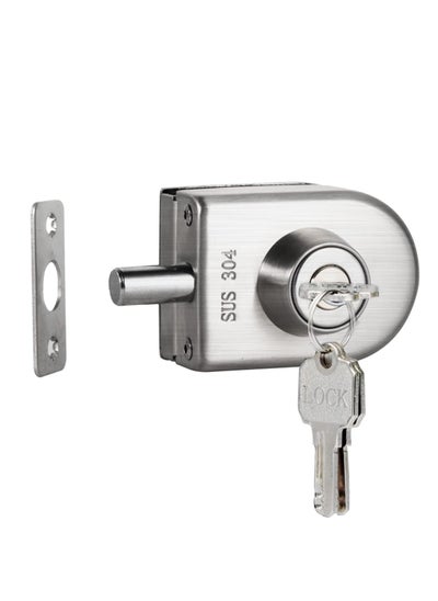 اشتري Fits on 1/2" Glass 0.39" -0.47"Glass Door Lock, Stainless Steel Glass Door Lock Anti-Theft Security Double Swing Hinged Frameless Push Sliding Gate Floor Latch Bolt Ground في السعودية