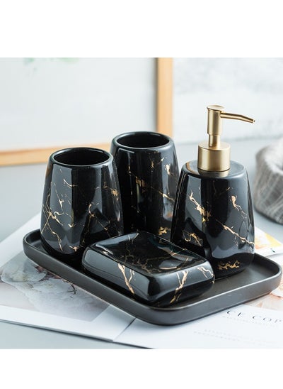 Buy Ceramic Bathroom Accessories Set - Complete Bath Accessory Set with Soap Dispenser, Toothbrush Holder, and More in UAE