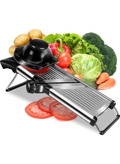 Buy Adjustable Mandoline Food Slicer Vegetable Cutter Chopper Kitchen Vegetable Slicer French Fry Slicer, Vegetable Chopper and Cutter Handheld Stainless Steel julienne Cutter in UAE