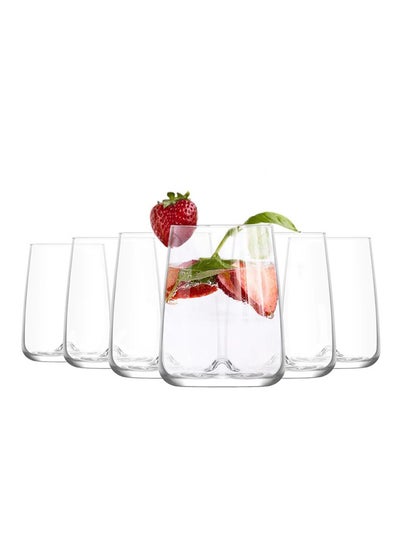 Buy 6-Piece drinking glass set clear 475ML in Saudi Arabia