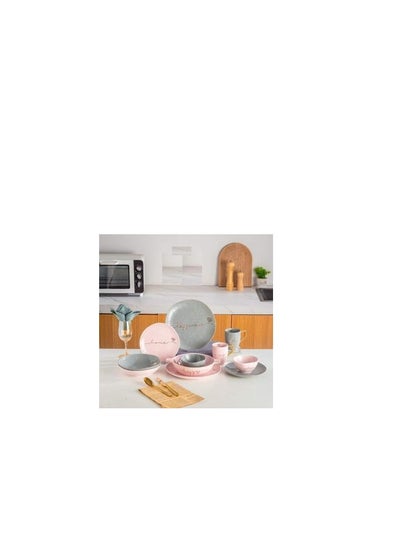 Buy 31 Piece Mix Rose Marble Dinner Set DS381ROS in Egypt