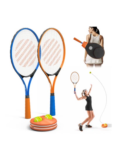 Buy Tennis Trainer Rebound Ball Set, Professional Tennis Racket, Portable Tennis Practice Rebounder, Tennis Practice Equipment with 2 Tennis Racket & Tennis Bag, Suitable for Level Tennis Players in UAE