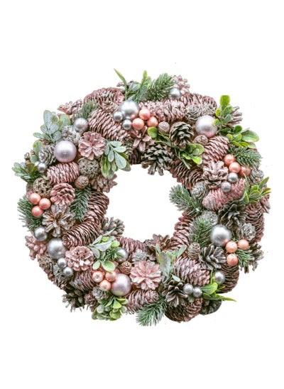 Buy Gulf Flowers Christmas Wreath – 34cm Red Holiday Wreath for Festive Door Decor, Indoor & Outdoor Christmas Decoration in UAE