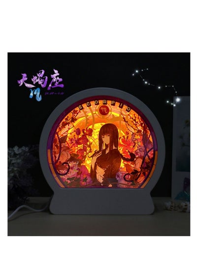 Buy Scorpio Twelve Constellations Of Paper Sculpture Lamp Creative Birthday Gift Valentine's Day Bedside Night Light Ornaments in UAE