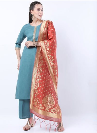 Buy Set of 3 - Ethnic Motif Kurta, Trouser & Dupatta in Saudi Arabia