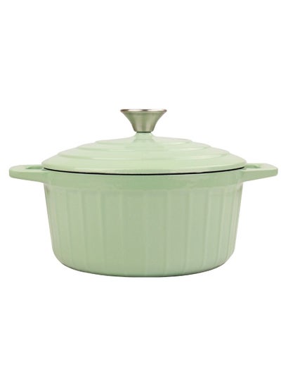 اشتري Healthy and Safe, Non-Stick Enameled Cast Iron Dutch Oven Casserole, 22x10.5cm / 8.7x4.1Inch–Light Green في الامارات