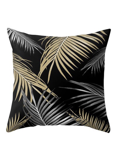 Buy Nordic Palm Leaf Printed Throw Pillow Case Gold/Black/Silver in Saudi Arabia