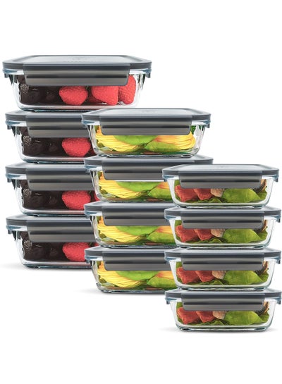 Buy 12 Pack Glass Meal Prep Containers With Leakproof Locking Lids Glass Food Storage Containers in UAE