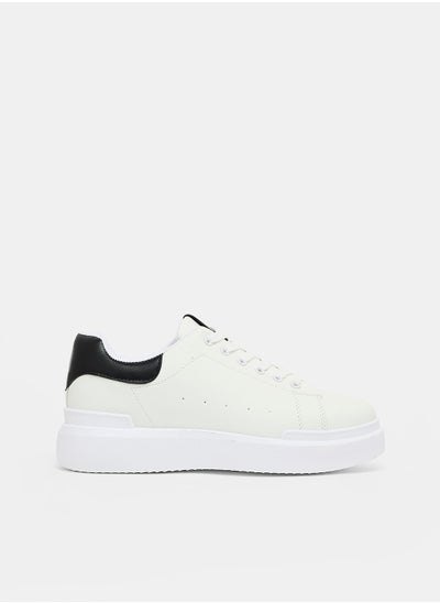 Buy Contrast Panel Faux Leather Sneakers in Saudi Arabia