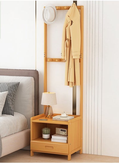 Buy Multifunctional Modern Solid Wood Bedside Table with Large Coat Rack in UAE