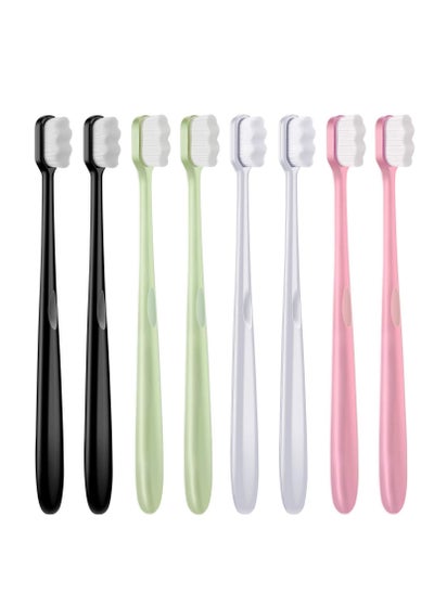 Buy 8 Pieces Soft Toothbrush Micro Nano Extra Soft Bristles Manual Soft Toothbrush with 20,000 Bristles for Teeth Oral Gum Recession Adults Kids Child in UAE