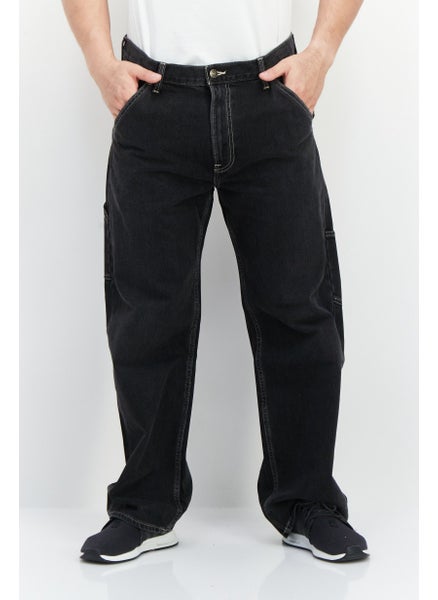 اشتري Men Regular Fit Wide Leg No Stretch Jeans, Black Wash في الامارات