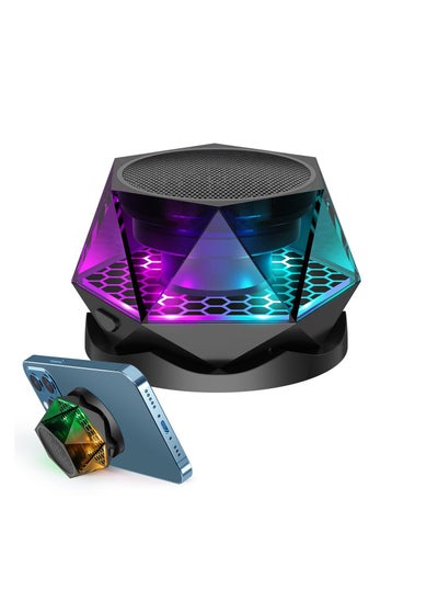 Buy Magnetic Diamond Bluetooth Speaker, Small Wireless Speaker with Multi RGB Color Light Show, Wireless Small Bluetooth Speaker, Portable Phone Stand for iPhone, Android, TWS Pairing in UAE