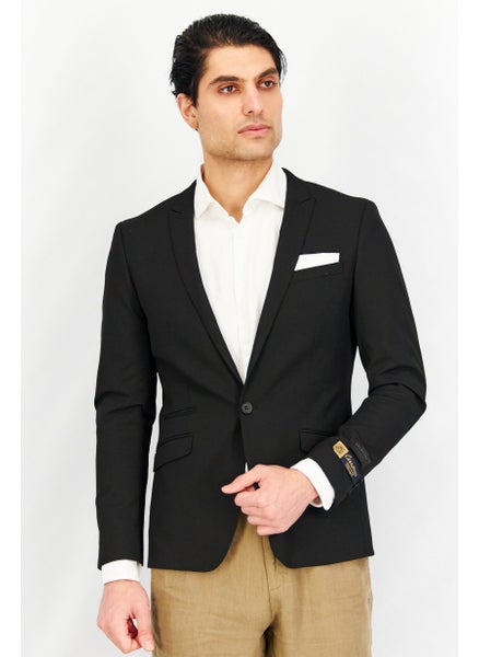 Buy Men Slim Fit Plain Formal Blazer, Black in UAE