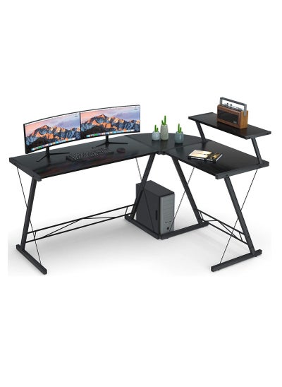 Buy GAMEON 3 in 1 L-Shaped Slayer II XL Series Gaming Desk (Size: 150*112*74cm & Table top 100*48cm + 60*48cm) With Accessories Stand - Black in Saudi Arabia