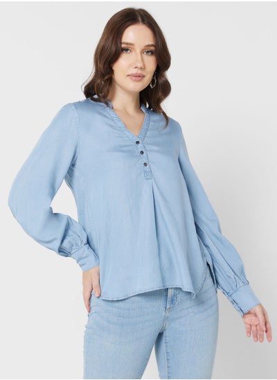 اشتري Button Detail Denim Top في الامارات