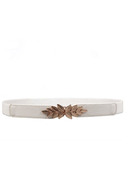 اشتري Flower Elastic Decorative Belt Elastic Pearl Inlaid 63cm White في الامارات