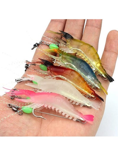 اشتري Fishing Lures - 5pcs Soft Luminous Shrimp Lures Set, Shrimp Bait Set with Sharp Hooks, Fishing Tackle for Freshwater and Saltwater Bass Trout Catfish في السعودية