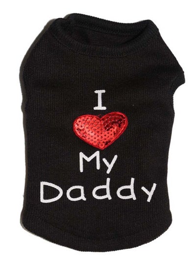 Buy Dog Shirts Cat Shirts Dog Clothes "I love my Daddy" Clothes Dog Costume Cute Heart sequins design for Small and Medium Dogs and Cats Black in UAE