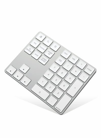اشتري Bluetooth Number Pad, Rechargeable Wireless Numeric Keypad Slim 34-Keys External Numpad Keyboard Data Entry(Silver) في السعودية