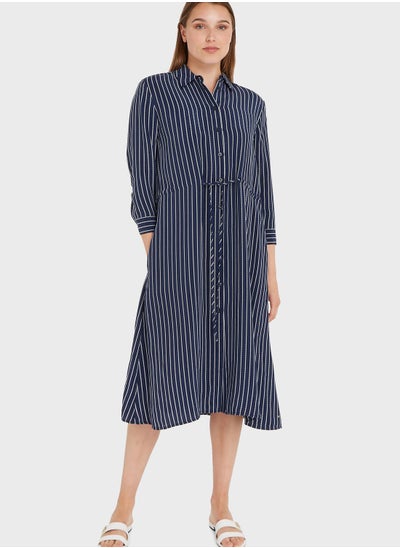 Buy Striped Button Detail Dress in UAE