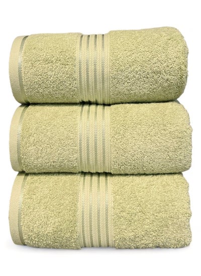 Buy Fluffy Bath Towel Set - Fast Absorbent and Quick Dry Bath Towels Pack of 3 Green in Saudi Arabia