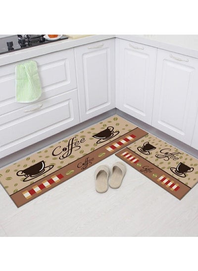 Buy 2pcs Kitchen floor mats Waterproof rugs anti-slip Washable 40x60 + 40x120cm in UAE