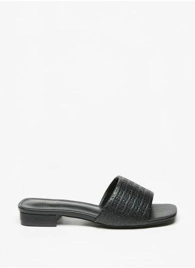 Buy Women's Textured Slip-On Sandals With Block Heels in UAE