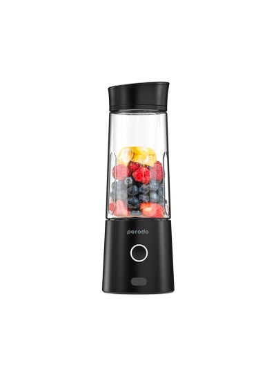 Buy 6-Blade Portable Juicer 400mL 126W High-Powered Motor with Built-in Battery 2500mAh, Electric USB Rechargeable Juice Blender, Small Fruit Mixe - Black in UAE