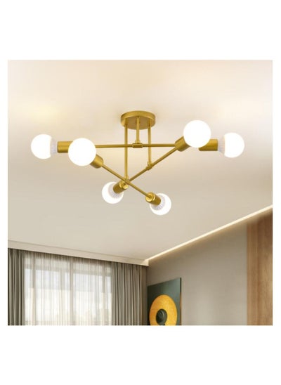 Buy 6 head Nordic Led Chandelier Modern Iron Pendant Light Fixture Creative Golden Hanging Lamps for Dining Living Room in Saudi Arabia