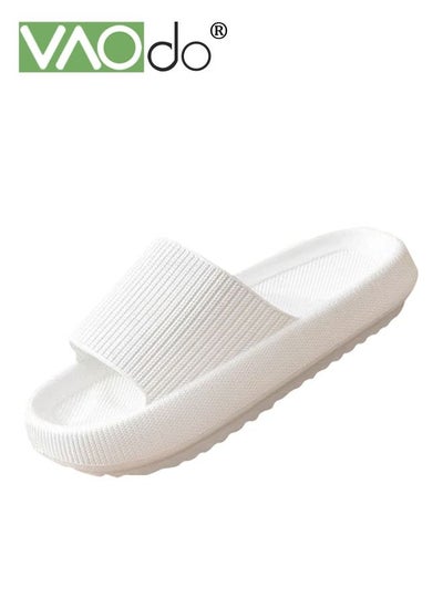 Buy Household Slippers Women Non-Slip Bathroom Slip On Thick Bottom Soft Bottom Bathroom Shower Slippers White in Saudi Arabia