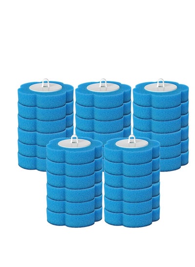 Buy Disposable Toilet Brush Set Including 30 Disposable Sponge Toilet Brush Head Replacements Household Toilet Bowl Cleaning Brush Set for Bathroom Toilet Cleaning (Blue, 30) in UAE