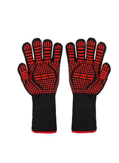 اشتري BBQ Gloves, Extreme Heat Fire Resistant Oven Gloves, Non Slip Silicone Grilling Glove, Kitchen Oven Mitts for Cooking, Grill Potholder, Smoker Baking, Barbecue, Frying, Cutting, Welding, 1 Pair في الامارات