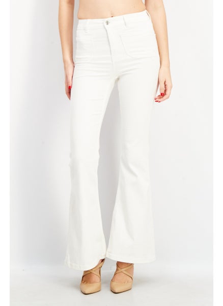 اشتري Women Bootcut Fit Plain Denim Jeans, White في السعودية