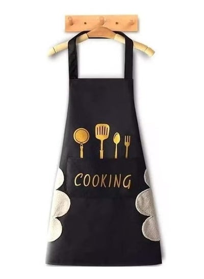 Buy Waterproof and Stain-Resistant Kitchen Apron with Front Pocket, Featuring Microfiber Side Towels for Hand Wiping, Suitable for Men and Women, Ideal for Cooking, Restaurants, and Cafés, Oil-Resistant Fabric Apron with Side Hand Towels, Waterproof Cooking and Baking Apron for Both Genders in Egypt