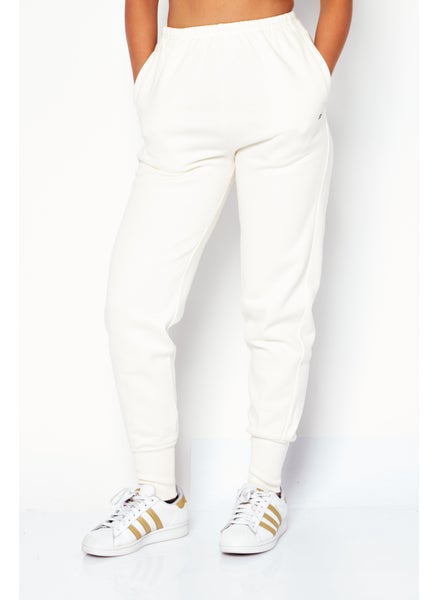 Buy Women Sportswear Fit Brand Logo Running Pants, White in UAE