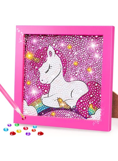 Buy 5D Unicorn Diamond Painting Kit, Wooden Frame, Diamond Arts and Crafts,  Gem Art Painting Kit Toy Gifts Unicorn Diamond Dots, for Kids Ages 6-8-10-12 in UAE