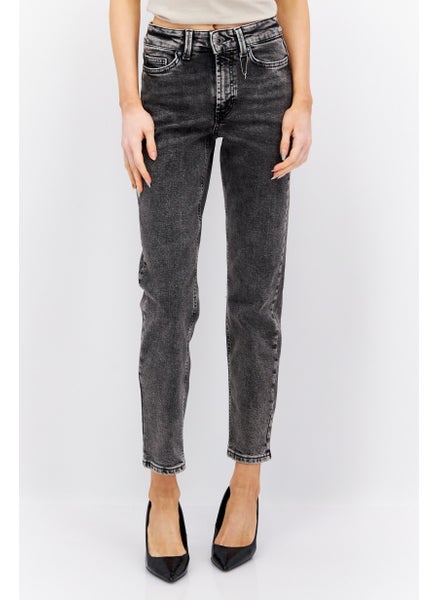 اشتري Women Regular Fit High Waist Stretchable Denim, Washed Black في الامارات