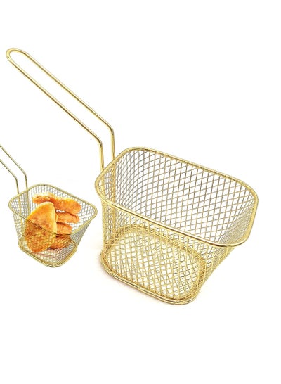 Buy Mini French Fry Baskets Stainless Steel Square Fryer Basket French Fries Basket Kitchen Frying Basket for Chips Onion Rings Chicken Nugget Popcorn 2Pcs in UAE