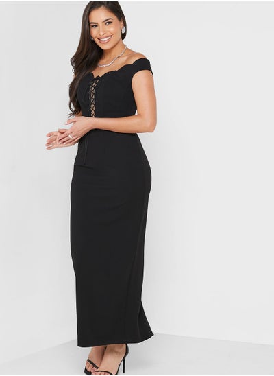 Buy Bardot Openwork Front Slit Dress in Saudi Arabia